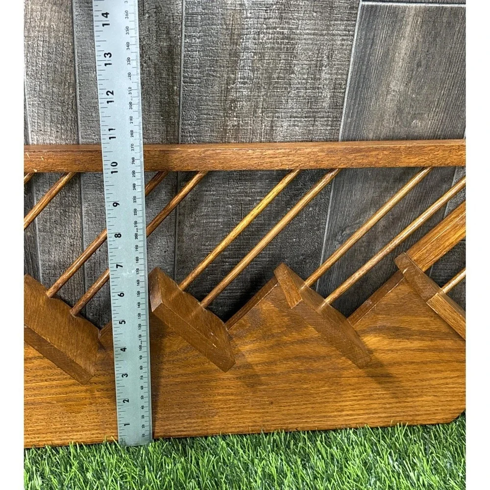 Vintage MCM Floating Stairs Wooden Wall Rack Geometric Shelf Decor